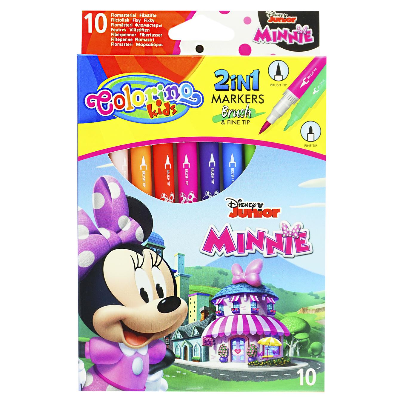 

Фломастеры Colorino Minnie двусторонние 10шт