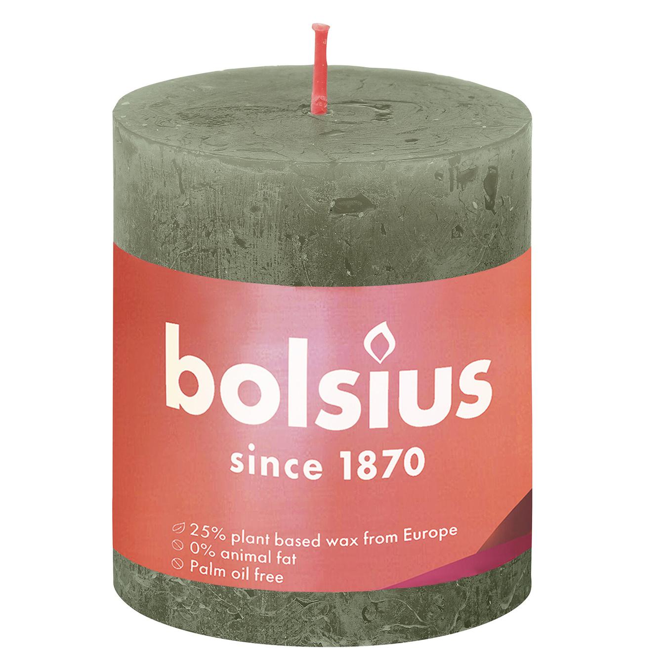 

Свеча Bolsius рустик свежий оливковый 80/68