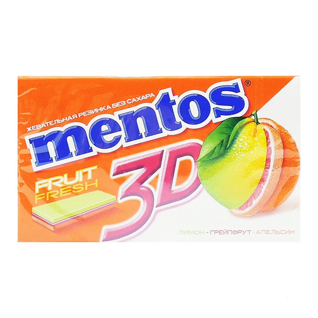 

Жевательная резинка Mentos 3D лимон-грейпфрут-апельсин 33г