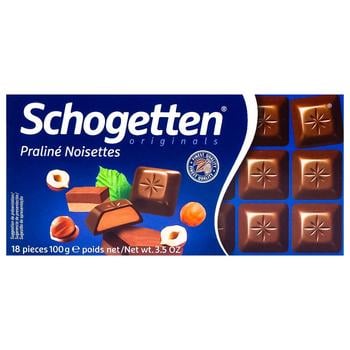 Шоколад молочний Schogetten з нугою 100г