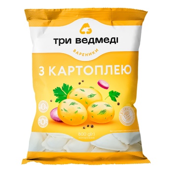 Вареники Три Медведя с картошкой 800г - купить, цены на Auchan - фото 1