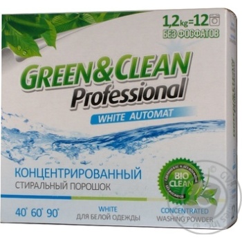 Powdered laundry detergent Green&Clean Professional White for white clothing concentrated phosphate-free automat 1200g Poland - buy, prices for COSMOS - photo 1