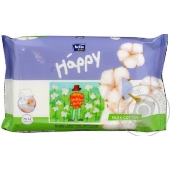Серветки вологі Bella baby Happy Silk & Cotton 64шт. х10 купить, цены на МегаМаркет - фото 1