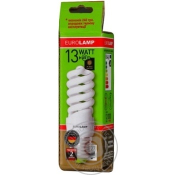 Лампа енергозберігаюча Eurolamp T2 Spiral 13W 2700K  E27 артикул LN-13272 - купити, ціни на - фото 2