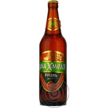 Pasteurized lager Rogan Dva Khmelya glass bottle 5%alc 500ml Ukraine - buy, prices for - photo 1