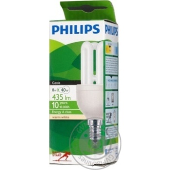 Лампа Philips енергозберігаюча 8w/827 E14