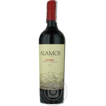 Wine malbec Alamos red dry 13.5% 2010year 750ml glass bottle Mendoza Argentina - buy, prices for MegaMarket - photo 1