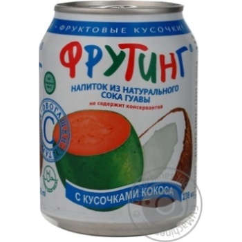 Non-alcoholic non-carbonated juice-containing drink with guava juice and coconut pieces Fruiting can 238ml - buy, prices for MegaMarket - photo 4