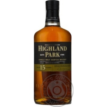 Whiskey Highland park 40% 15years 700ml glass bottle Scotland England - buy, prices for MegaMarket - photo 1