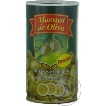 olive Maestro de oliva lemon green stuffed 350g can - buy, prices for MegaMarket - photo 1