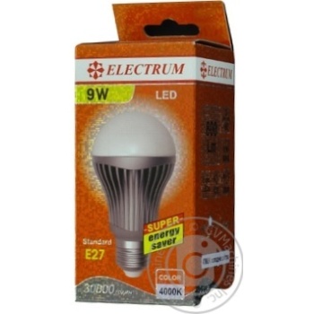 Лампа Electrum світлодіодна Standart 9W E27 купить, цены на МегаМаркет - фото 1