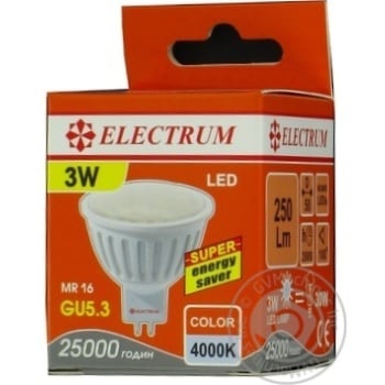 Лампа світлодіодна Electrum MR16 3W LR-60 GU5.3 4000К матова пластіковий корпус A-LR-0916