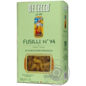 Макарони De Cecco Fusilli Biologica №34 500г - купить, цены на - фото 2