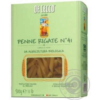 Макарони De Cecco Penne Rigate Biologica №41 500г - купить, цены на - фото 2