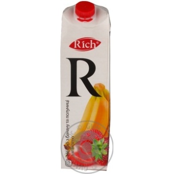 Sterelized blended banana and strawberry nectar with pulp Rich tetra pak 1000ml Ukraine - buy, prices for MegaMarket - photo 1