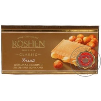 chocolate white roshen hazelnut 32% 100g Ukraine