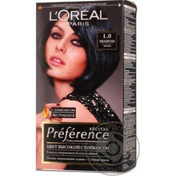 Фарба для волосся L'Oreal Recital Preference 1.0 Неаполь чорний купити, ціни на МегаМаркет - фото 1
