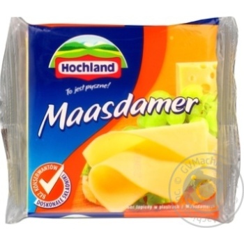 Сир плавлений Hochland Maasdamer скибочки 130г купити, ціни на МегаМаркет - фото 1