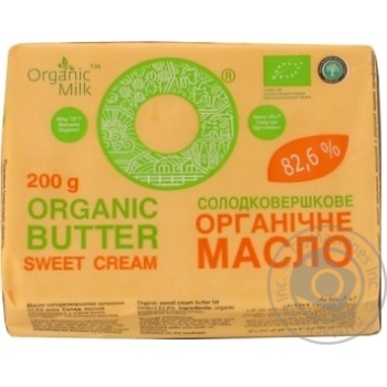 Масло Organic Milk органическое сладкосливочное экстра 82.6% 200г купить, цены на МегаМаркет - фото 1