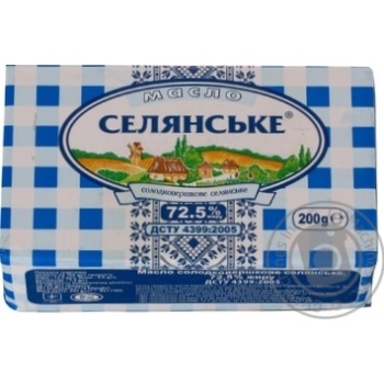 Масло Селянское сладкосливочное 72,5% 200г купить, цены на МегаМаркет - фото 1