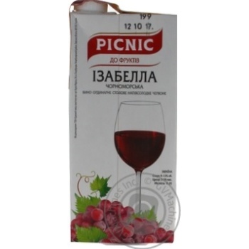 Вино Picnic Ізабелла Чорноморська червоне напівсолодке 13% 1л купити, ціни на МегаМаркет - фото 2