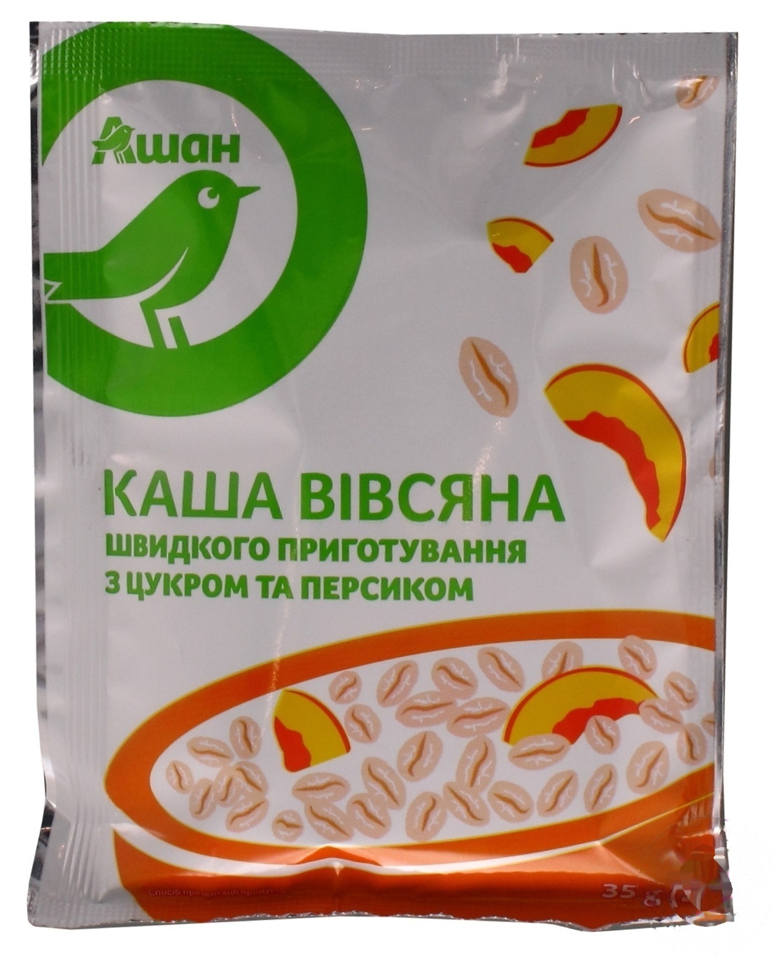 

Каша овсяная Ашан с сахаром и персиком 35г