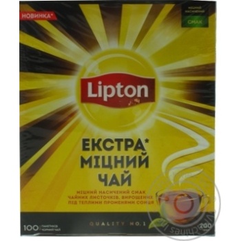 Чай Lipton Экстра черный байховый крепкий в пакетиках 100*2г купить, цены на МегаМаркет - фото 1
