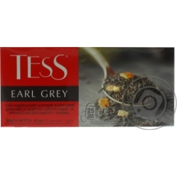 Чай чорний Tess Earl Grey з бергамотом і цедрою цитрусів 25шт 2г купити, ціни на МегаМаркет - фото 2