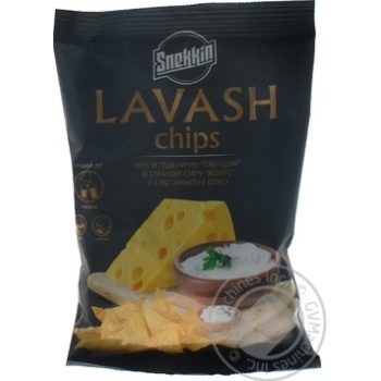 Чипсы Snekkin пшеничные лавашные со вкусом сыра Конте в сметанном соусе 70г купить, цены на МегаМаркет - фото 1
