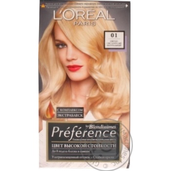 Краска для волос L'oreal Recital Preference №01 Светло-светло-русый натуральный купить, цены на МегаМаркет - фото 1