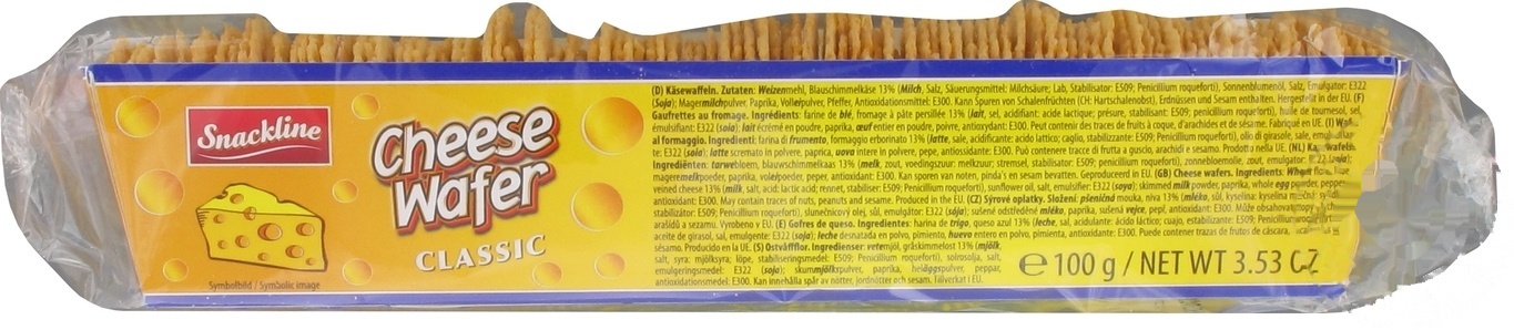 

Вафли Snackline Классические сырные 100г