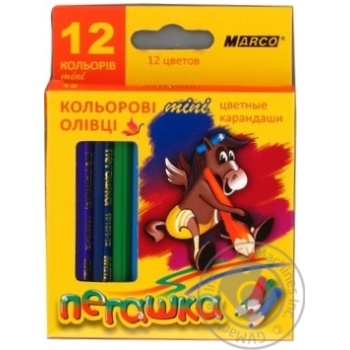 Олівці кольорові Marco Пегашка 12кол 1010H-12CB скорочені х12 купить, цены на МегаМаркет - фото 1