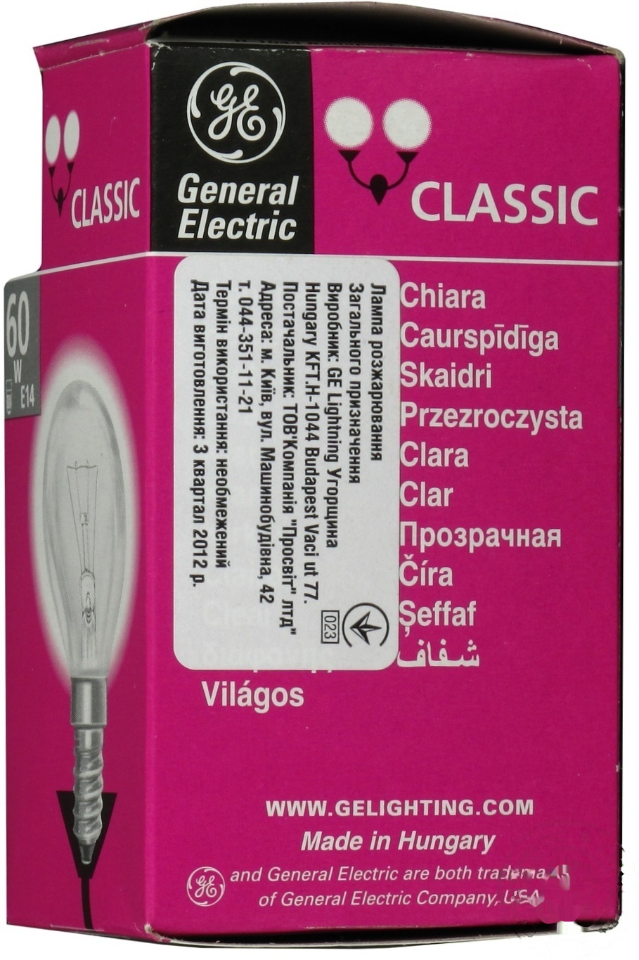 

Лампа General Electric Classic 60W E14 прозрачная