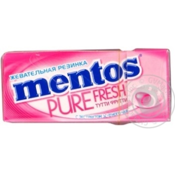 Жувальна гумка Mentos Pure Fresh Тутті-фрутті 15г - купити, ціни на МегаМаркет - фото 1