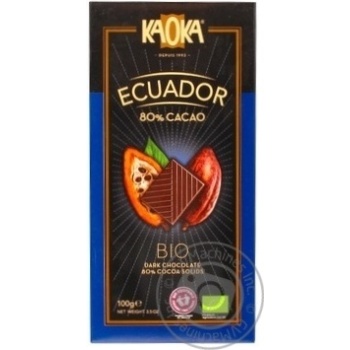 Kaoka Organic Black 80 % Kakao Chocolate - buy, prices for MegaMarket - photo 1