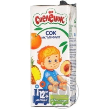 Reconstituted unclarified sugar-free juice Spelenok multifruit for 12+ months babies tetra pak 200ml Russia