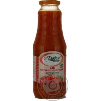 Sterilized juice with pulp Vladam carrots and apples glass bottle 1000ml Ukraine - buy, prices for - photo 6