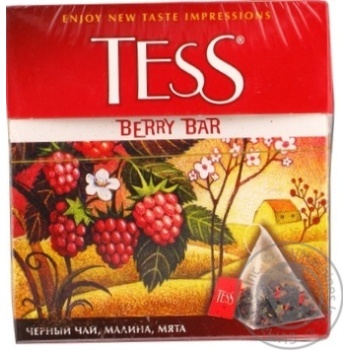 Black leaf tea Tess Berry Bar raspberries and mint 25х1.8g teabags Russia - buy, prices for NOVUS - photo 1