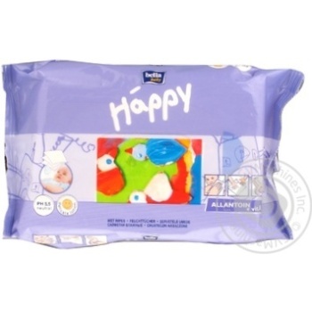 Серветки вологі Bella baby Happy з вітаміном Е 64шт. х10 купити, ціни на МегаМаркет - фото 1