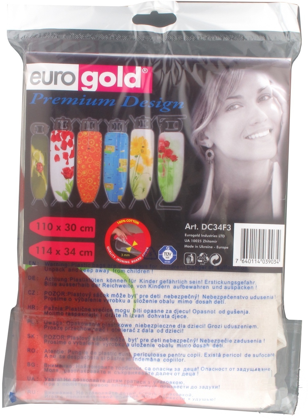 

Чехол Eurogold для гладильной доски 114x34см