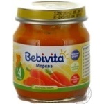 Puree Bebivita Carrot without salt for 4+ month old babies glass jar 100g Russia