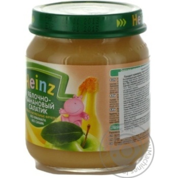 Puree Heinz Apple-banana salad starch and sugar free for 6+ month old babies glass jar 120g Italy - buy, prices for - photo 3