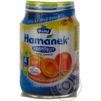 Puree Hame Hamanek Apple-Peach-Apricot for 4+ month old babies glass jar 190g Czech Republic - buy, prices for - photo 5