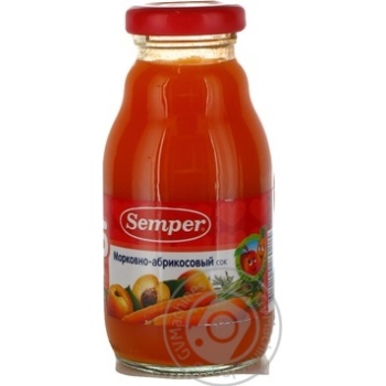 Pasteurized homogenized juice with sugar, vitamin C and iron Semper carrot and apricot for 5+ months babies glass bottle 200ml Sweden - buy, prices for NOVUS - photo 8