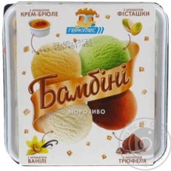 Hercules Bambini vanilla-cream-brulee-chocolate-pistachio ice-cream 500g - buy, prices for MegaMarket - photo 2