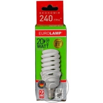 Лампа енергозберігаюча Eurolamp T2 Spiral 20W 4100K E14 артикул LN-20144 - купить, цены на NOVUS - фото 1