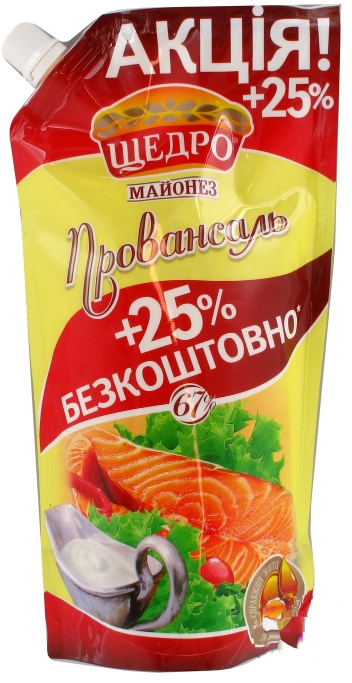 

Майонез Щедро Провансаль 67% дой-пак 400г Украина