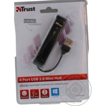 ЮСБ Хаб Trust Vecco 4 Port USB 2.0 Mini Hub