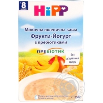 Milk wheat porridge Hipp Fruits-yogurt with prebiotics for 8+ months babies 250g Croatia - buy, prices for NOVUS - photo 1