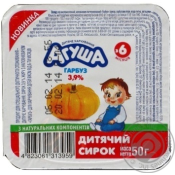 Cottage cheese Tema pumpkin for 6+ months babies 3.9% 50g